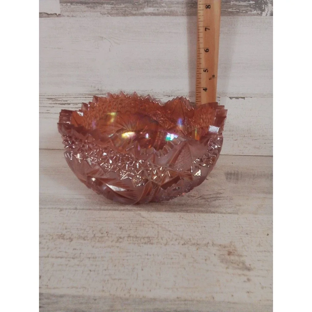 Vintage Pink Imperial Sawtooth Glass Carnival Glass Bowl